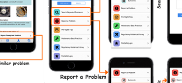 As Sr. UX/UI Designer/Information Architect for Network Designs I worked on the FAA’s mobile application for mechanics and pilots of small airplanes (AVDEX).<br><br>
								Using the application on mobile devices mechanics and pilots can report problems to FAA's database, search for similar problems and ways to resolve them that other people have reported, subscribe to be notified when solution is found and save the reports. Subscriber can set-up personal profile with machinery and equipment used and join the community.<br><br>
								Based on user stories provided by FAA stuff I designed an <a href='https://collaborate.uxpin.com/f091bd84993777e3941dbebf7c1ad6e3c7c411fe#/pages/31838276' target='_blank'>interactive prototype</a> for the application using Photoshop and <a href='http://uxpin.com' target='_blank'>UXPin</a>. The prototype is being tested.