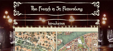 <a href='http://petersburg.berkeley.edu/luke/luke_front.html'  target='_blank'><em> The French in St. Petersburg</em></a> is one of the interconnected segments of <a href='http://petersburg.berkeley.edu' target='_blank'><em>Mapping Petersburg</em></a>.  Designed to be integrated into the group, the site with its unique graphical user interface can exist by itself.<br><br>
								I designed the site’s interface and its graphics, and coded it with HTML and CSS. The author wrote: "It has been really easy to work with you, and the site is beautiful! "