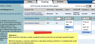 <a href='http://www.bna.com/ehs-regtracker-p12884903232/' target='_blank'>RegTracker</a><sup>TM</sup>  is tracking software for EHS professionals to review emerging environmental, health and safety regulations, approve their applicability, and collaborate with colleagues on their company's regulatory obligations. With a new approach to data management it was time to update the application that was first launched in 2010.<br><br>
								As UX/UI designer for the project, I was responsible for interface upgrades and workflow improvements to provide for better user experience. I created a series of interactive wireframes for both desktop and mobile browsers to be implemented with the Bootstrap framework.