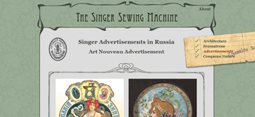 <a href='http://petersburg.berkeley.edu/olga/olga_singer.html'  target='_blank'><em>The Singer Sewing Machine</em></a> is one of the interconnected segments of <a href='http://petersburg.berkeley.edu' target='_blank'><em>Mapping Petersburg</em></a>. At the same time, it is a fully functioning website with its unique graphic user interface.<br><br>
								I conceived and designed the site and its graphics, and implemented it. The project director was extremely pleased: "You have done an excellent job!"